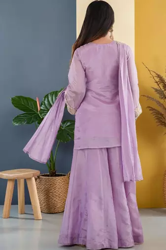 Women Regular Sequinned Kurta with Sharara & With Dupatta