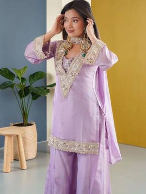 Women Regular Sequinned Kurta with Sharara & With Dupatta 5