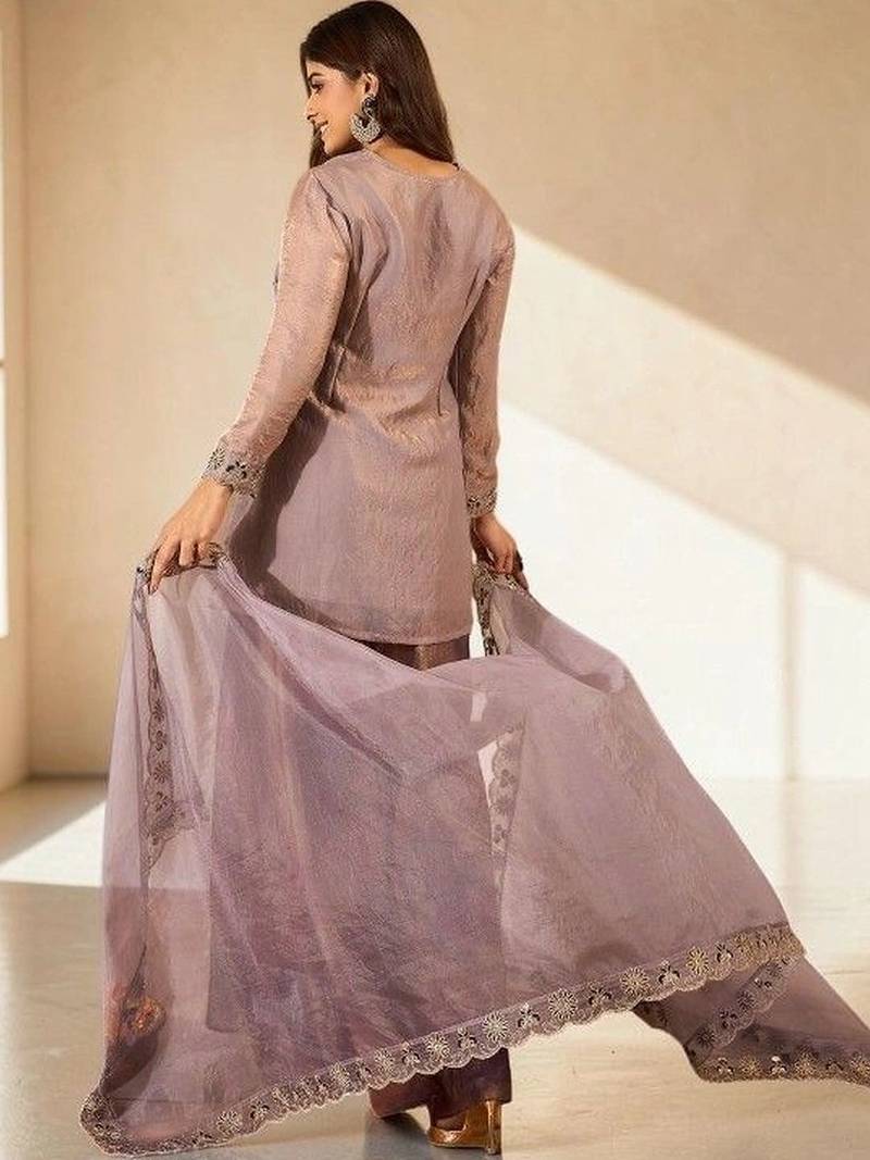 Women Ethnic Motifs Embroidered Regular Thread Work Kurta with Sharara & With Dupatta