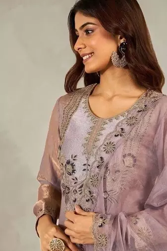 Women Ethnic Motifs Embroidered Regular Thread Work Kurta with Sharara & With Dupatta