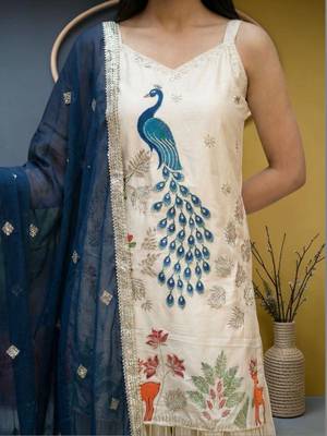 Women Ethnic Motifs Embroidered Regular Kurta with Patiala & With Dupatta 3