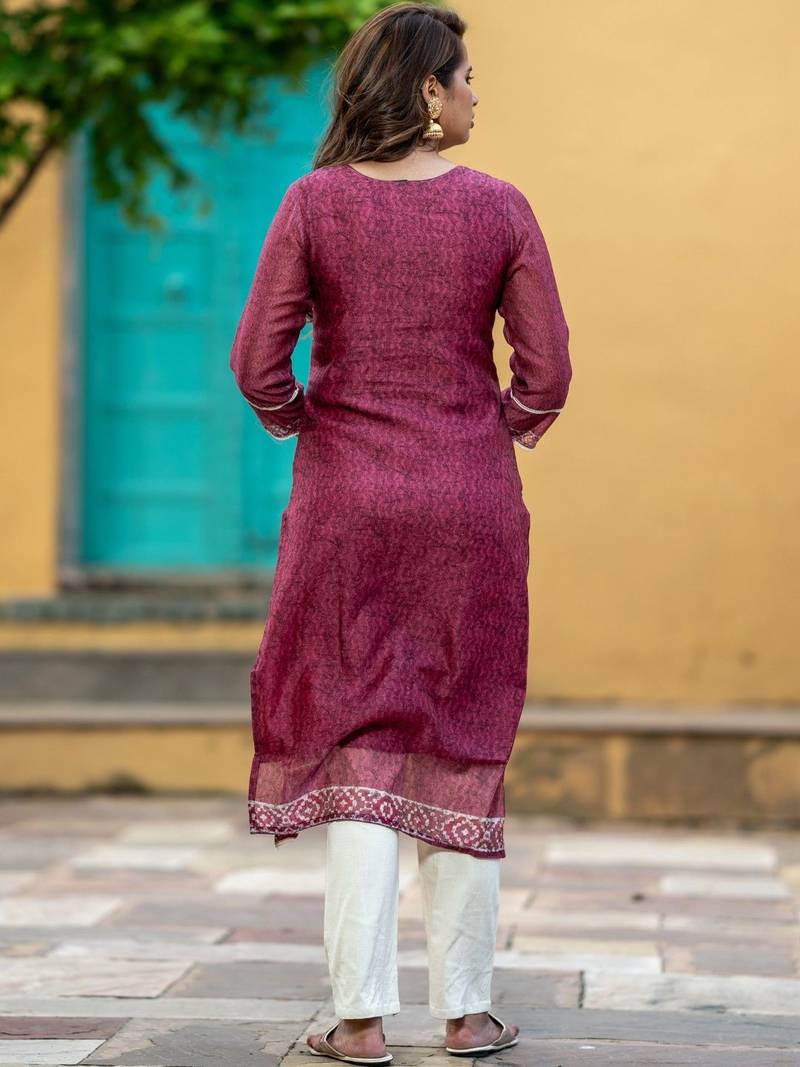Women Ethnic Motifs Printed Regular Chanderi Silk Kurta with Trousers & With Dupatta