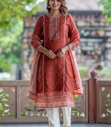 Women Ethnic Motifs Printed Regular Chanderi Silk Kurta with Trousers & With Dupatta