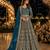 Teal embroidered net semi stitched anarkali suit