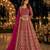 Rani pink embroidered net semi stitched anarkali suit