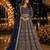 Navy blue embroidered net semi stitched anarkali suit