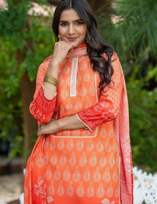 Women Ethnic Motifs Printed Regular Kurta with Trousers & With Dupatta 3