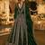 Dark green georgette embroidered semi stitched salwar suit