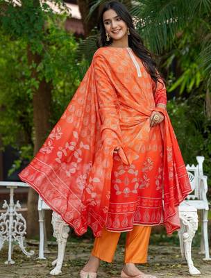 Women Ethnic Motifs Printed Regular Kurta with Trousers & With Dupatta 6