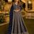 Navy blue georgette embroidered semi stitched salwar suit