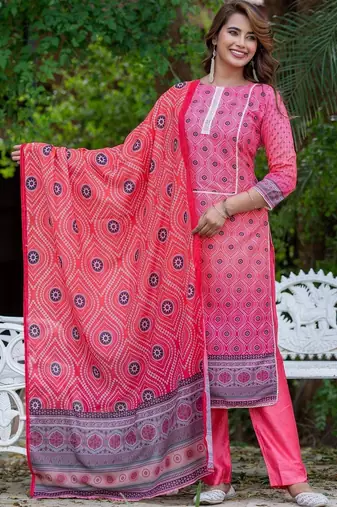 Women Ethnic Motifs Printed Regular Kurta with Trousers & With Dupatta