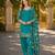 Teal-blue premium embroidered roman silk semi stitched salwar suit