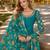 Teal-blue premium embroidered roman silk semi stitched salwar suit