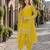 Yellow roman silk semi stitched suit with embroidery & real mirror work