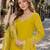 Yellow roman silk semi stitched suit with embroidery & real mirror work