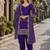 Purple roman silk semi stitched suit with embroidery & real mirror work