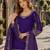 Purple roman silk semi stitched suit with embroidery & real mirror work