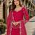 Red roman silk semi stitched suit with embroidery & real mirror work
