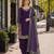 Purple roman silk semi stitched suit with embroidery & real mirror work