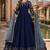 Navy blue embroidered adda silk semi stitched anarkali suit