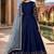 Navy blue embroidered adda silk semi stitched anarkali suit