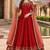Red embroidered adda silk semi stitched anarkali suit