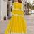 Yellow embroidered net semi stitched anarkali suit