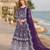 Purple embroidered net semi stitched anarkali suit