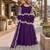 Purple embroidered net semi stitched anarkali suit