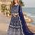 Navy blue embroidered net semi stitched anarkali suit