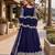 Navy blue embroidered net semi stitched anarkali suit