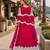Magenta embroidered net semi stitched anarkali suit