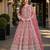 Pink embroidered net semi stitched anarkali suit