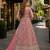 Pink embroidered net semi stitched anarkali suit