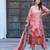 Women Floral Printed Regular Beads and Stones Chanderi Silk Kurta with Trousers & With Dupatta