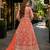 Orange embroidered net semi stitched anarkali suit
