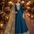 Teal embroidered jacquard chanderi semi stitched anarkali suit