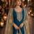 Teal embroidered jacquard chanderi semi stitched anarkali suit