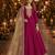 Rani pink embroidered jacquard chanderi semi stitched anarkali suit