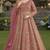 Peach embroidered net semi stitched anarkali suit