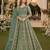 Green embroidered net semi stitched anarkali suit