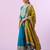 Dark-teal silk blend embroidered kurta set