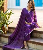 Women Dyed Regular Kurta with Palazzos & With Dupatta