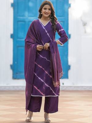 Women Dyed Regular Kurta with Palazzos & With Dupatta 2