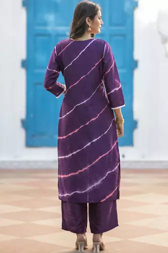 Women Dyed Regular Kurta with Palazzos & With Dupatta