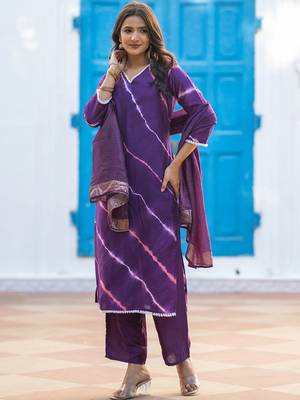 Women Dyed Regular Kurta with Palazzos & With Dupatta 7