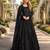 Black embroidered net semi stitched anarkali suit