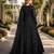 Black embroidered net semi stitched anarkali suit