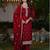 Red silk blend embroidered kurta set