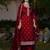 Red silk blend embroidered kurta set